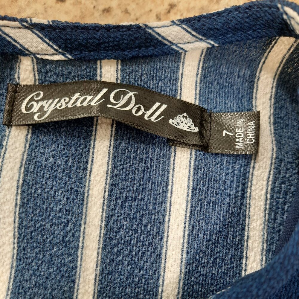 Blue striped wide leg jumpsuit - Crystal Doll brand - Picture 7 of 7
